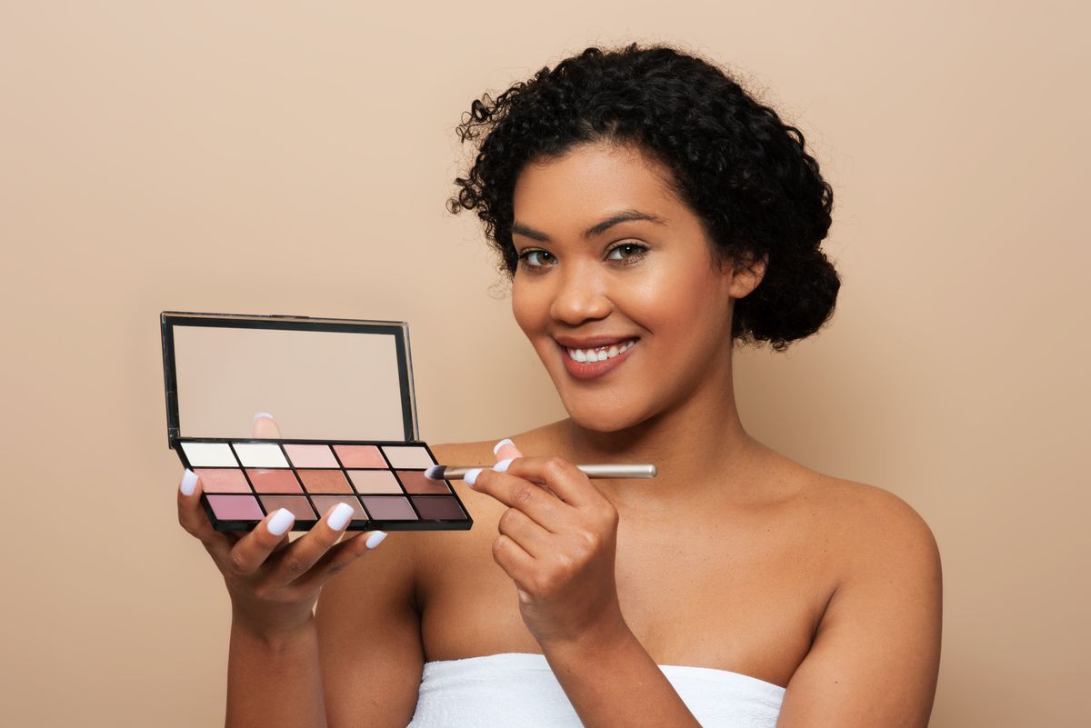 Makeup palette being prepared for bridal beauty